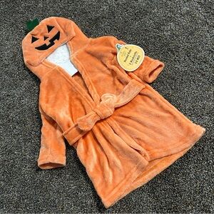 NWT Modern Baby pumpkin jack-o’-lantern Halloween hooded bathrobe baby 9 months
